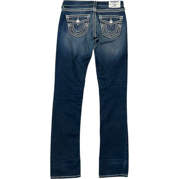 True Religion Y2K Chain Stitch Distressed Slim Straight Jeans - Picture 2 of 5
